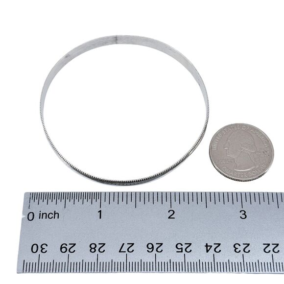 Vintage Sterling Silver 925 5.5mm Milgrain Classic Bangle Bracelet 7.75" - Picture 4 of 5